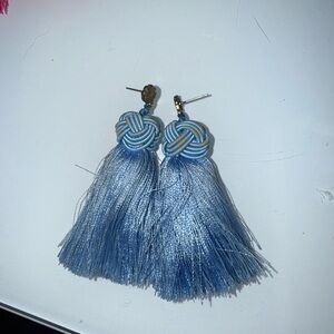 Chic Blue Tassel Knot Earrings